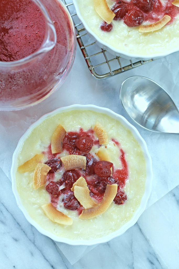 Baked Cranberry Rice Pudding With Cranberry Coulis Drizzle
