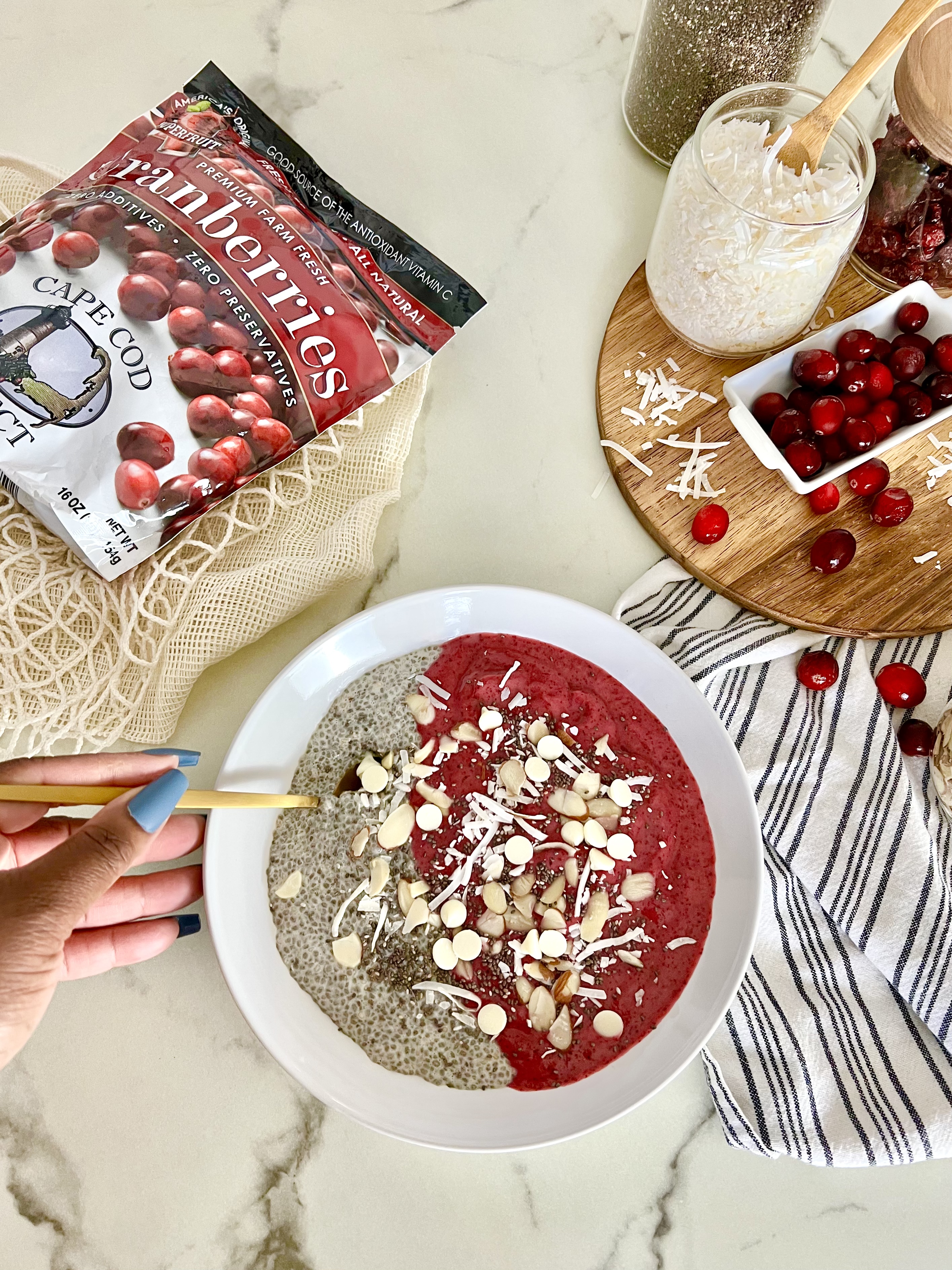 Cranberry Chia Seed Pudding Smoothie Bowl