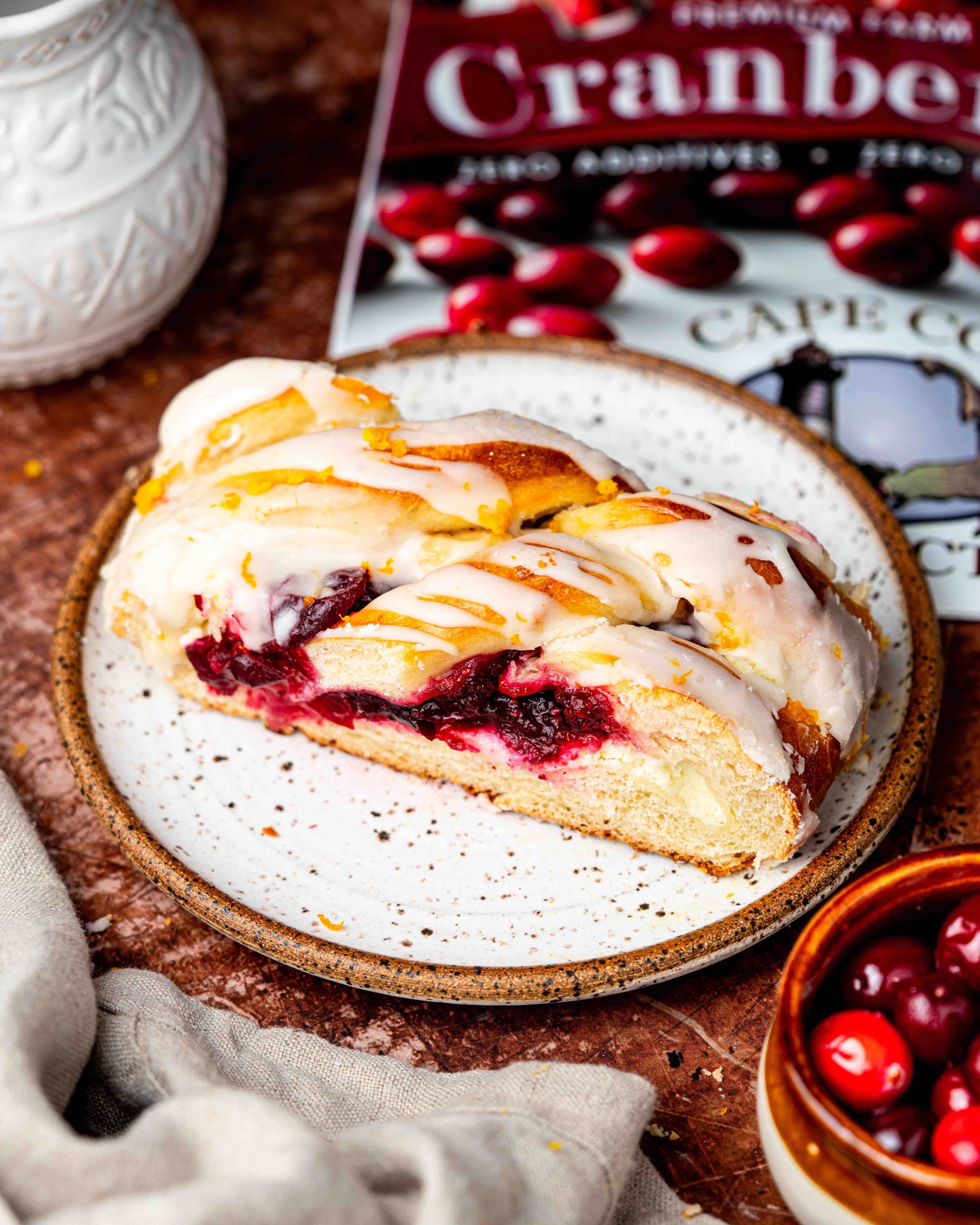 Cranberry Goat Cheese Yeasted Coffee Cake