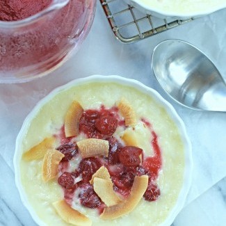 Baked Cranberry Rice Pudding With Cranberry Coulis Drizzle