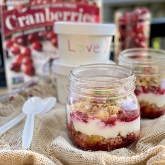 Overnight Cranberry Basil Yogurt Granola Parfait