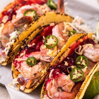 Cranberry-Maple Glazed Shrimp Tacos