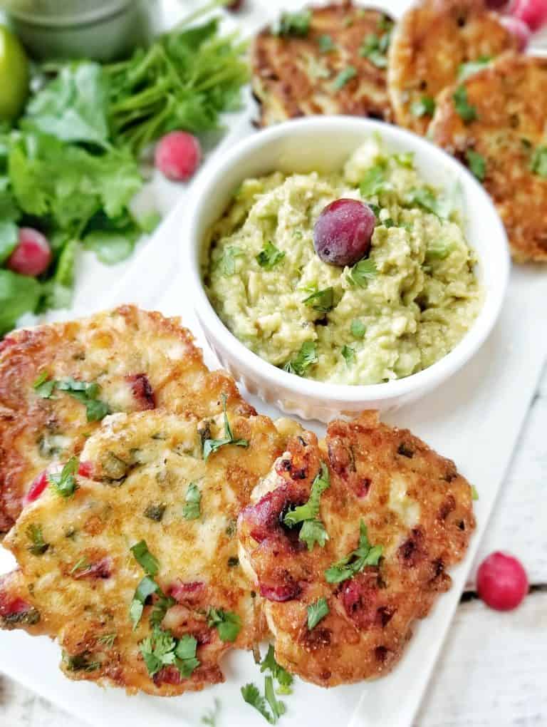 Cranberry Corn Fritters with Guacamole